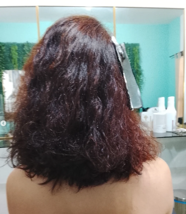 Antes — transformação de cabelo no Studio de Beleza Nilda Sousa